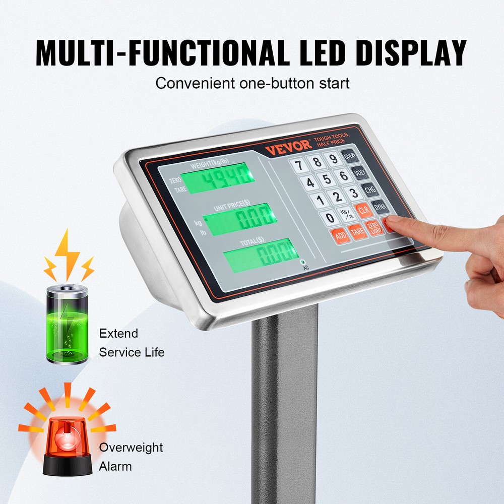 VEVOR 660 lbs / 0.1 Computing Digital Floor Platform Scale Shipping Postal Scale
