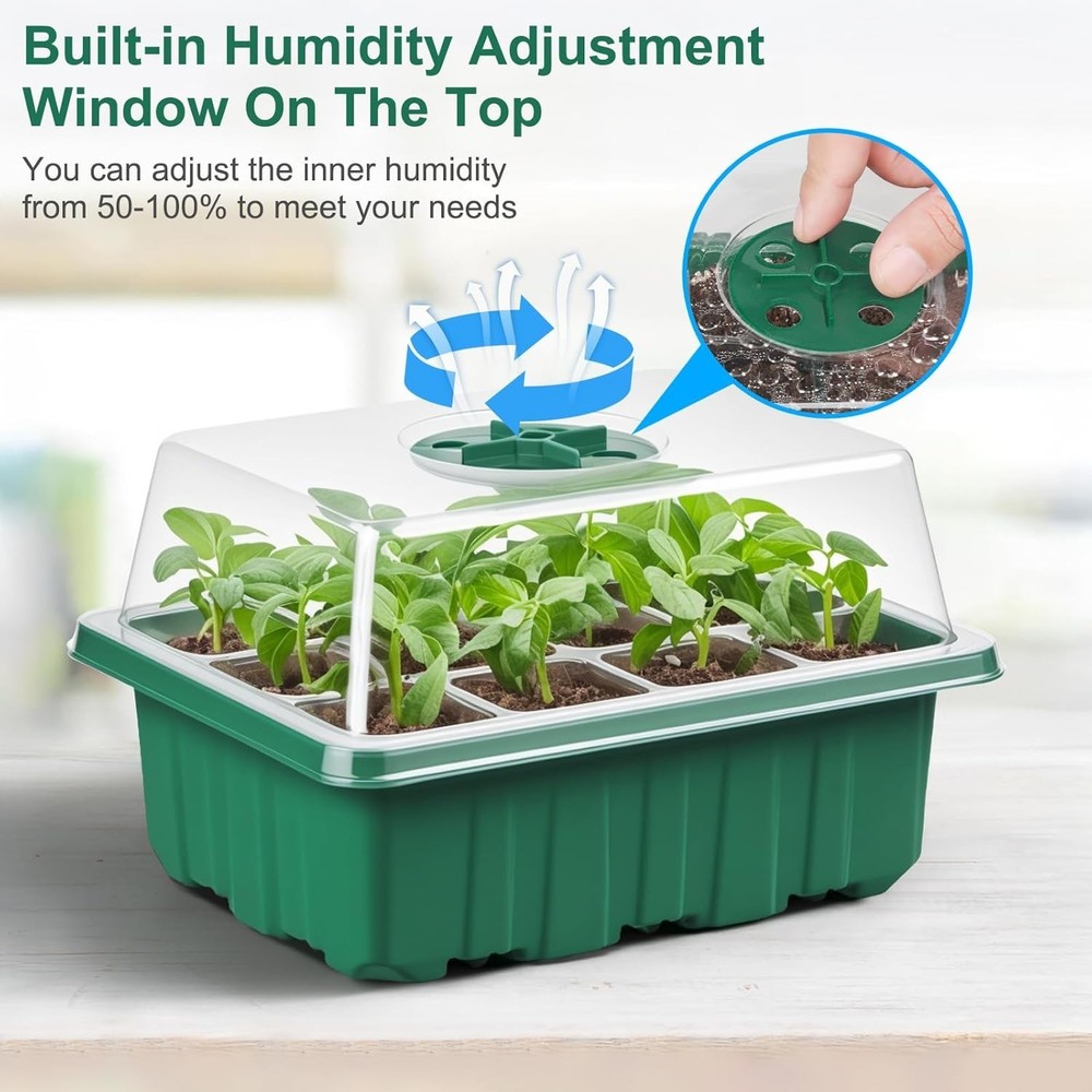 10 Pack Seed Starter Tray Seed Starter Kit with Adjustable Humidity Dome Plastic