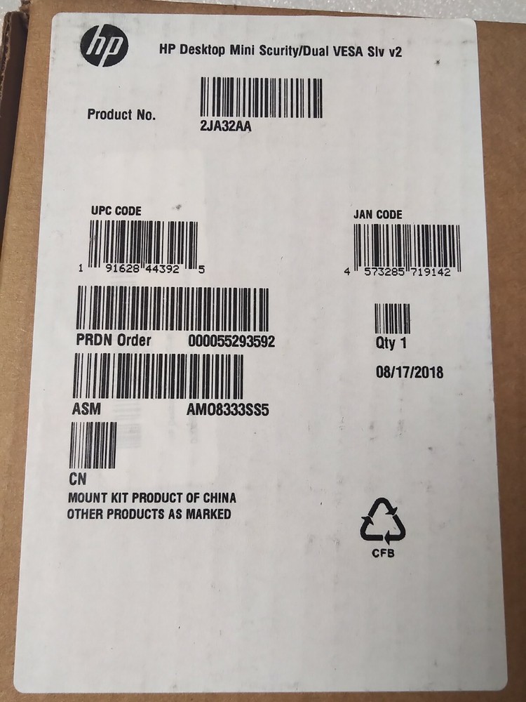 HP Desktop Mini Dual VESA Sleeve v2 Black 2JA32AA