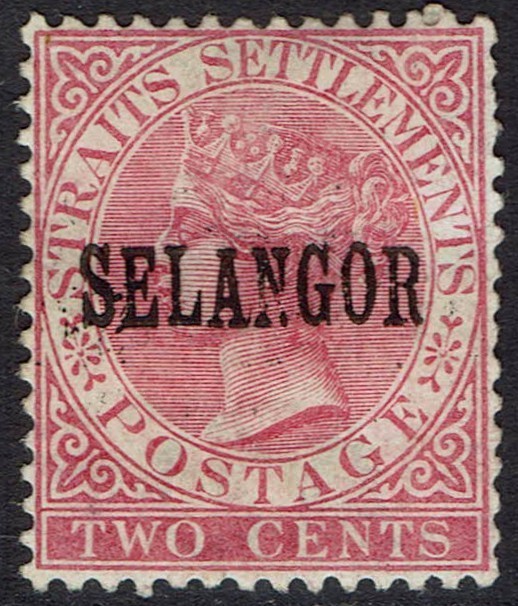 SELANGOR 1885 QV OVERPRINTED 2C SG TYPE 26