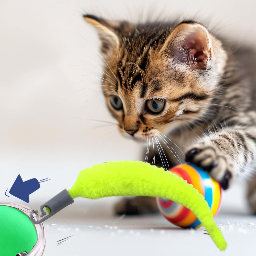 20Pcs Cat Ball Replacement Tails, Automatic Moving Interactive Toy Tail Acces...