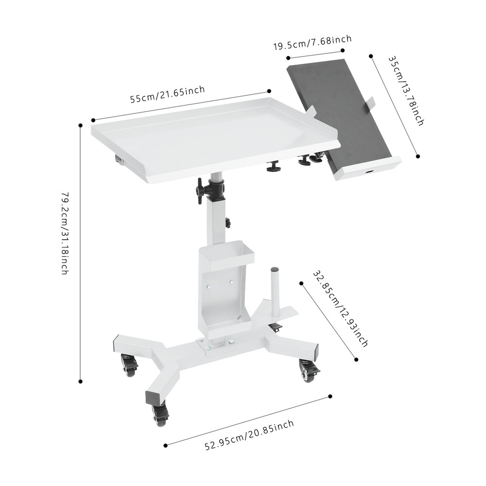 Versatile Rolling Tool Tray Cart Adjustable Tray Cart w/ Rotatable Table Station