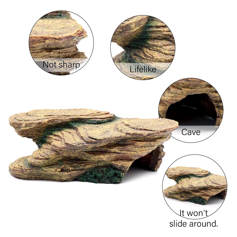 Turtle Basking Platform Shale Scape Step Ledge, Reptile Cave Hideout Turtle T...