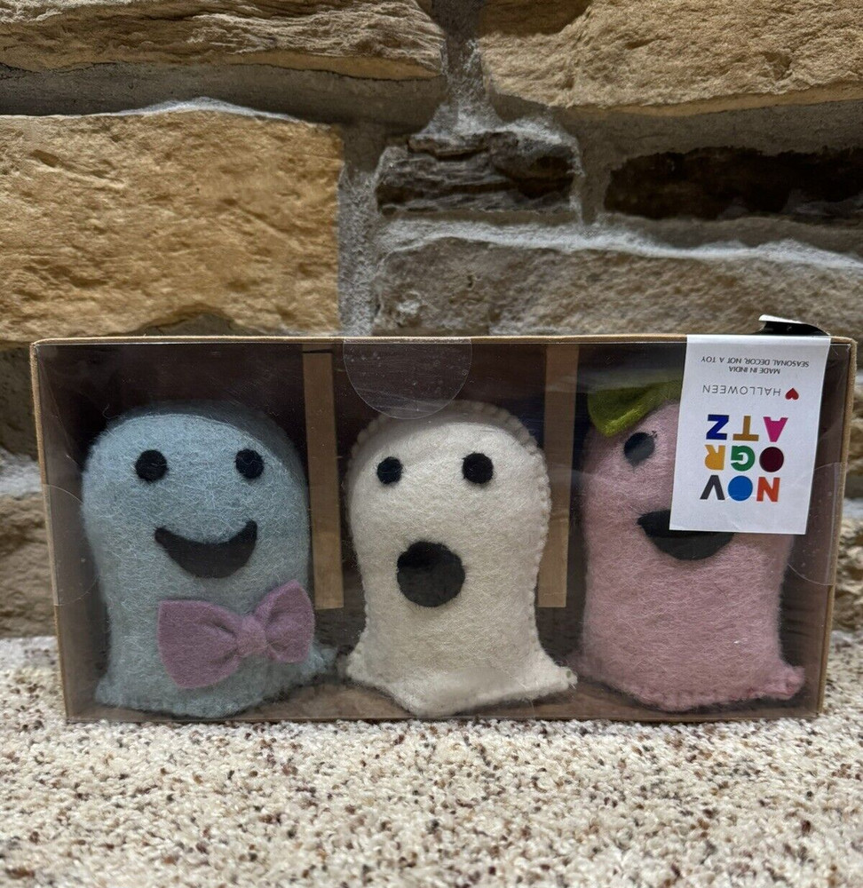 Halloween Decorative 4.5"H 3-Piece Felt Ghost