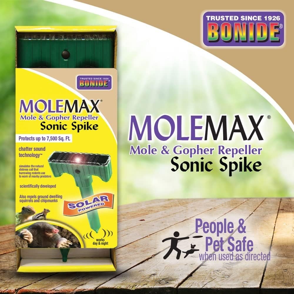(12) Molemax Sonic Spike Solar Powered Mole and Gopher Repeller Bonide BND61121