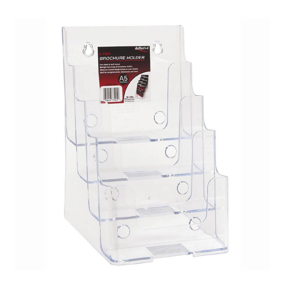 Deflecto Unique Linking Design Clear Plastic Wall Mount Brochure Holder A5