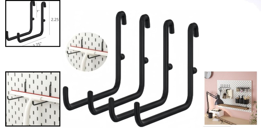 Durable 4 Pack L Shape Pegboard Hooks - Versatile Hanging Solutions for Home