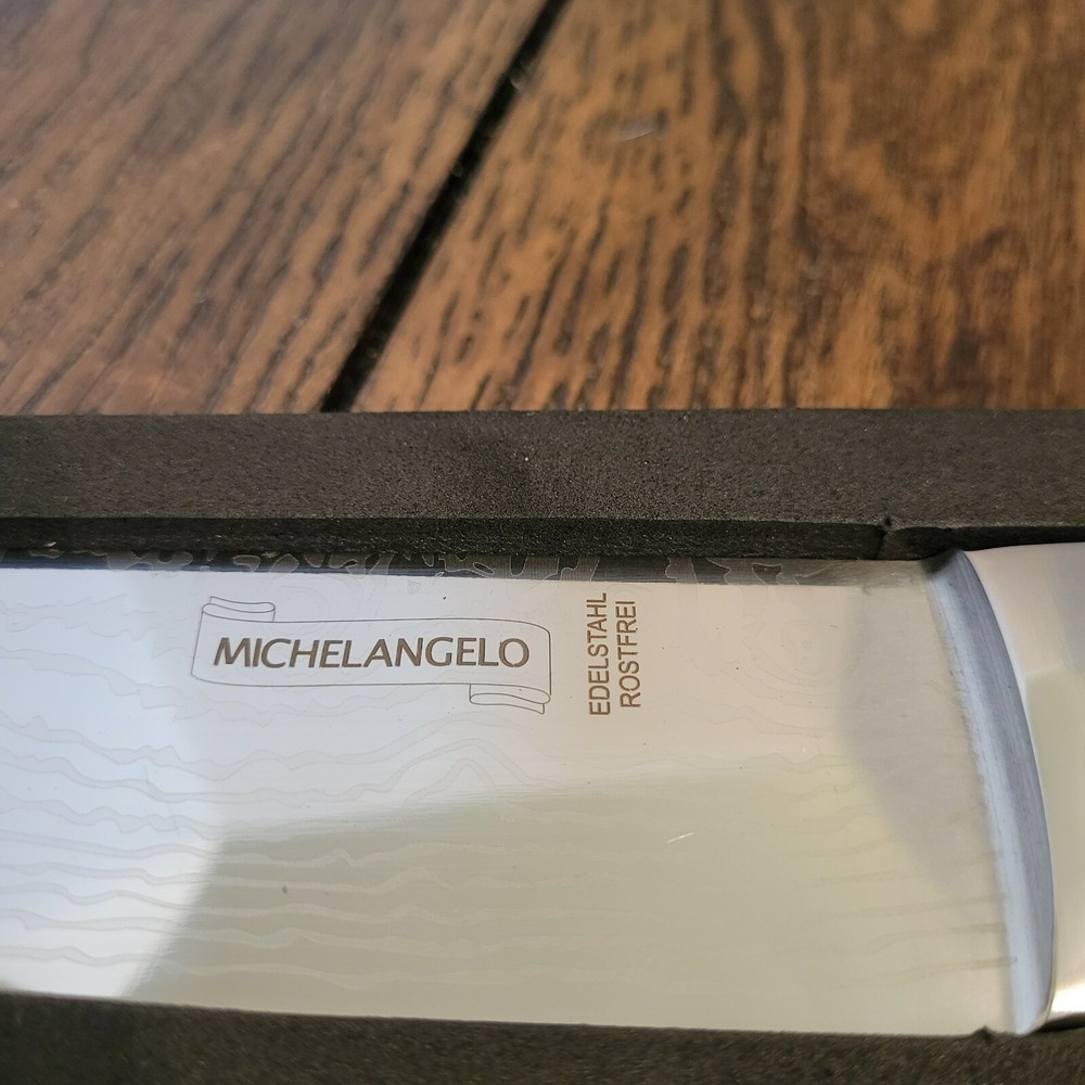 Michelangelo Chef Knife 8" Length. Laser Pattern