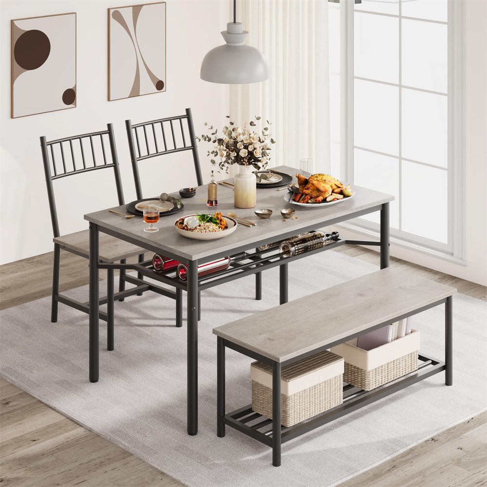 💹Dining Table Set for 4 Kitchen Table and 2 Chairs with Storage Bench Dining Se