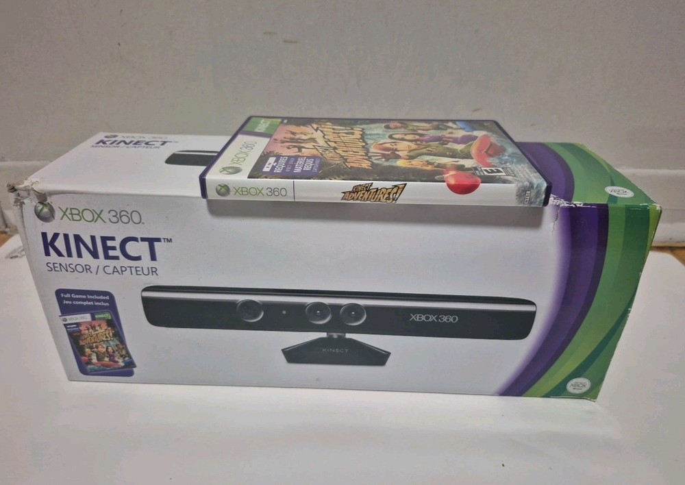 Microsoft Xbox 360 Kinect Sensor IN BOX Tested & Working W/ GAME (PLB18)