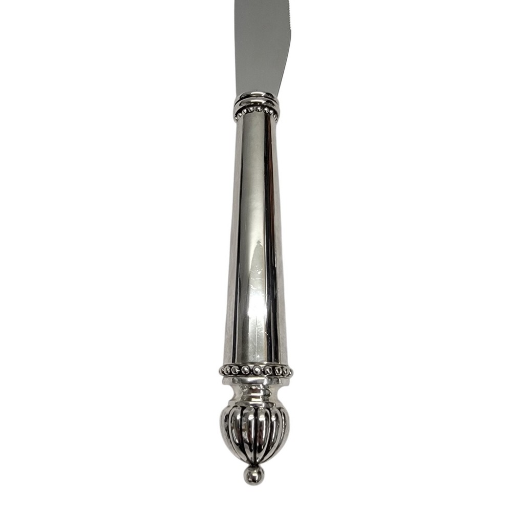 Godinger Silver Plate Wedding Cake Knife and Server Set Beaded Melon Finials