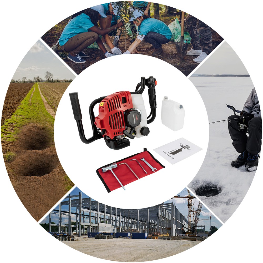 2-Stroke Post Hole Digger Engine, 52CC Gas Powered Earth Auger, NO Drill Bits