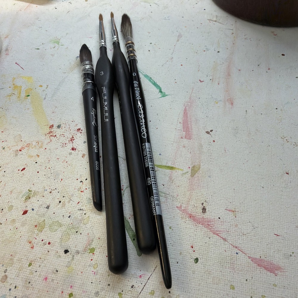 4 Watercolor Brushes, Used Once
