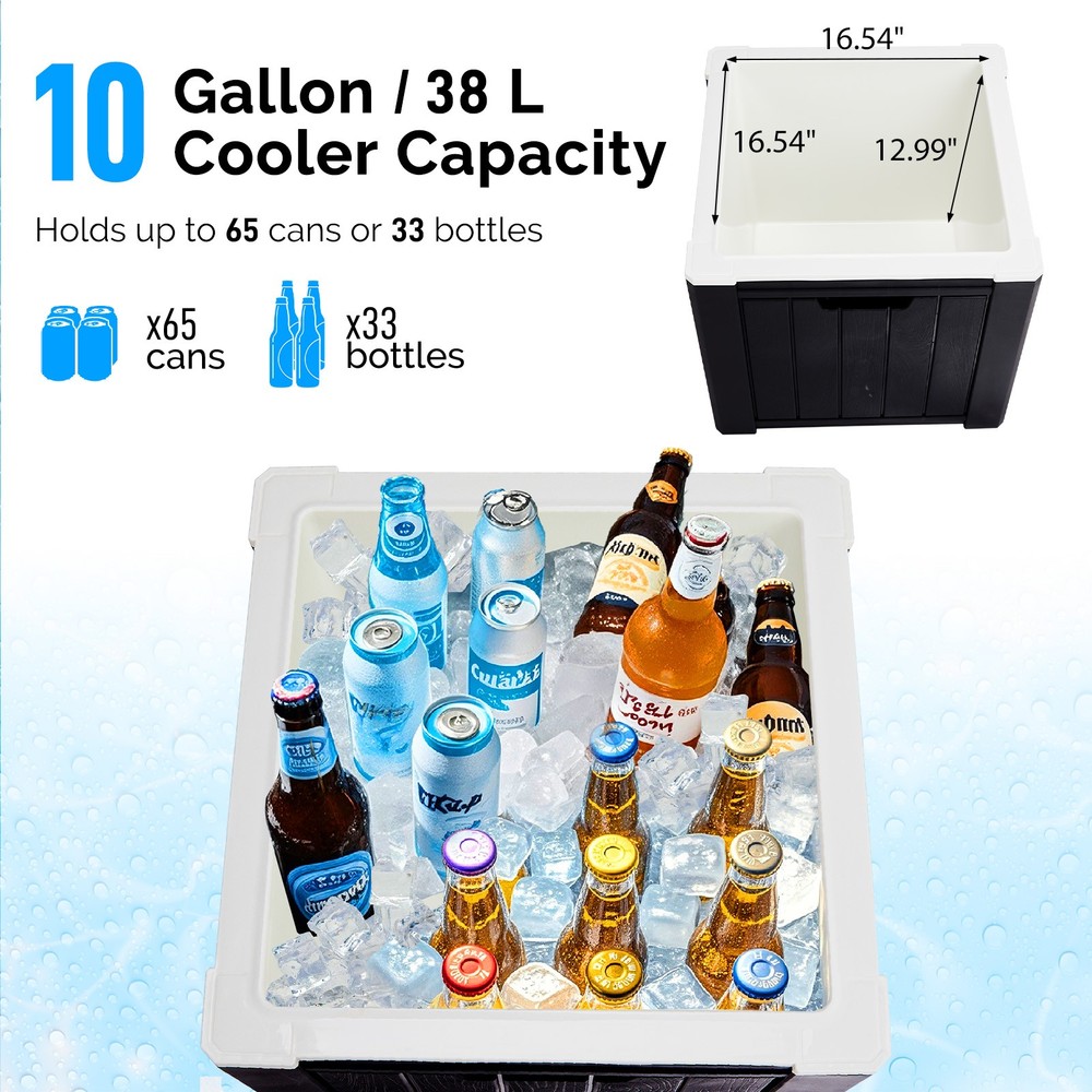 Cooler Side Table, Portable Ice Chest with Built-in Handle