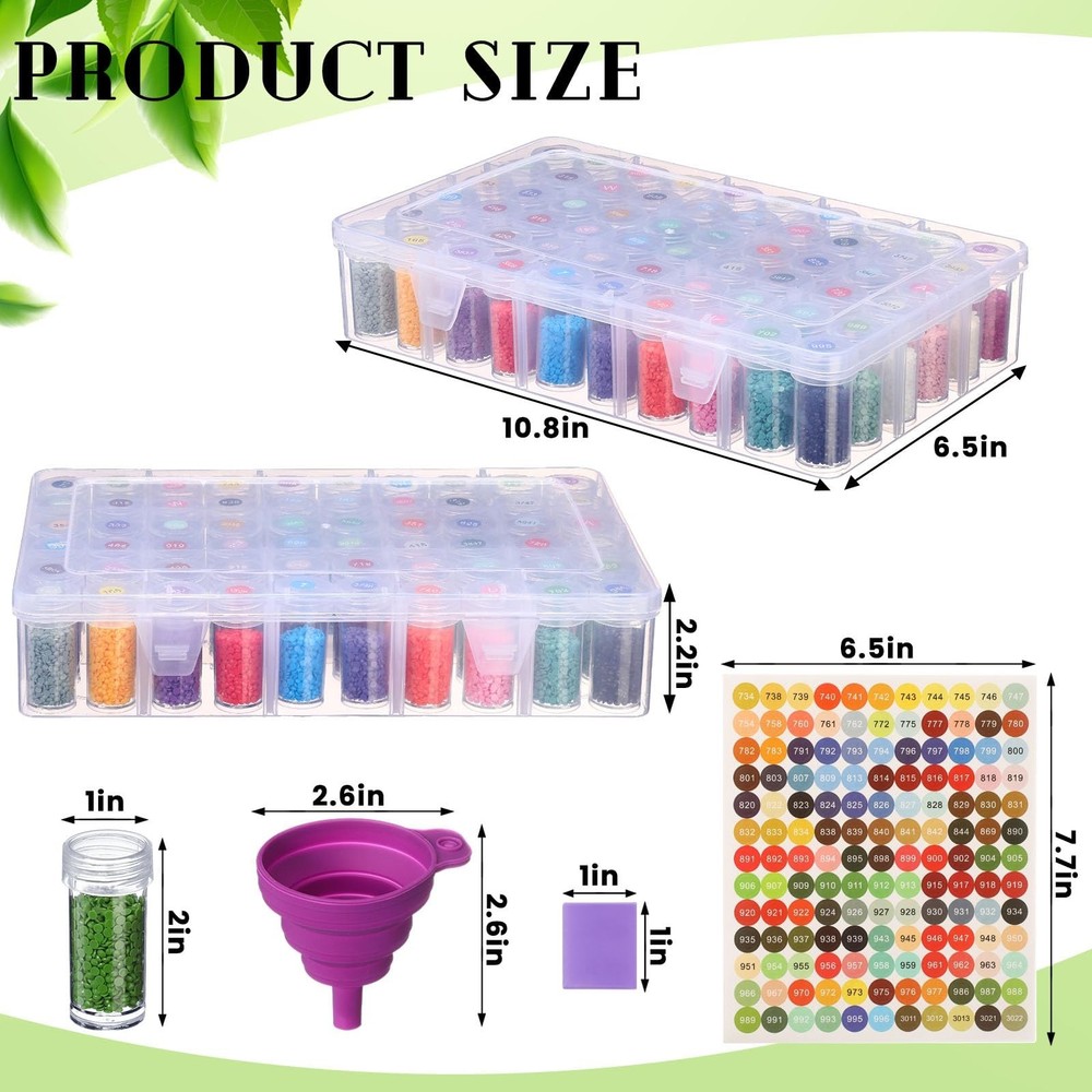 2 Pack Diamond Art Storage Containers Set, Grids Bead Organizer Box with Diam...