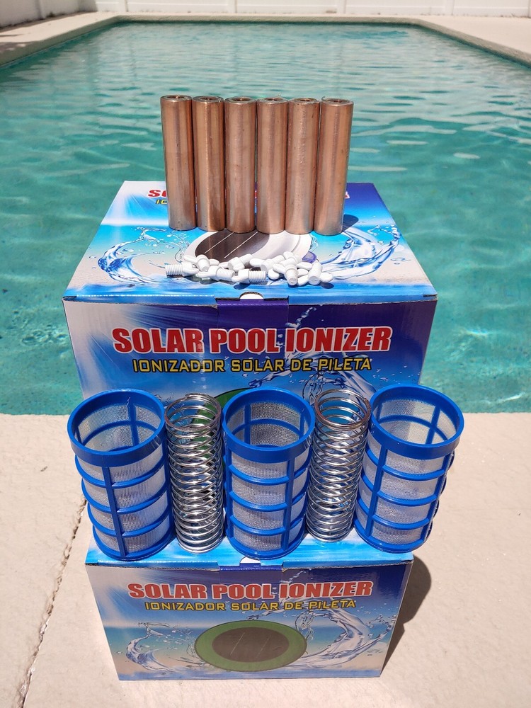 Replace Six 450g Anodes- 3 Baskets 2 SS Spring Solar Pool Ionizer Universal Fit