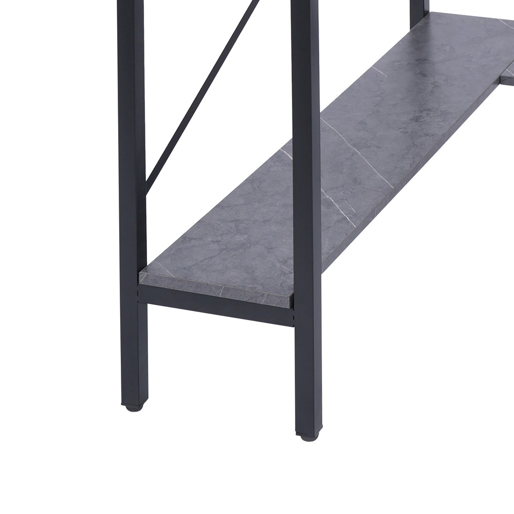 Triangular Computer Desk W/ Led Lights and Power Outlet, Home Office Corner Desk