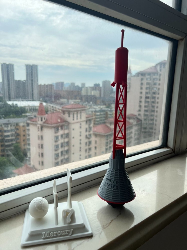 1/20  NASA Redstone Rocket Mercury Space Capsule 3D Printed Model