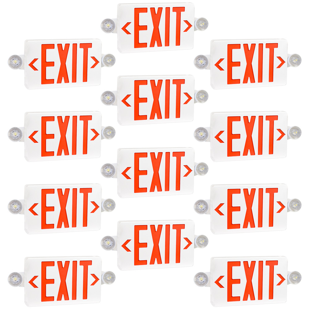 12Pack Red LED Exit Sign,UL-Listed Emergency Light -Dual Lamp ABS FireResistance