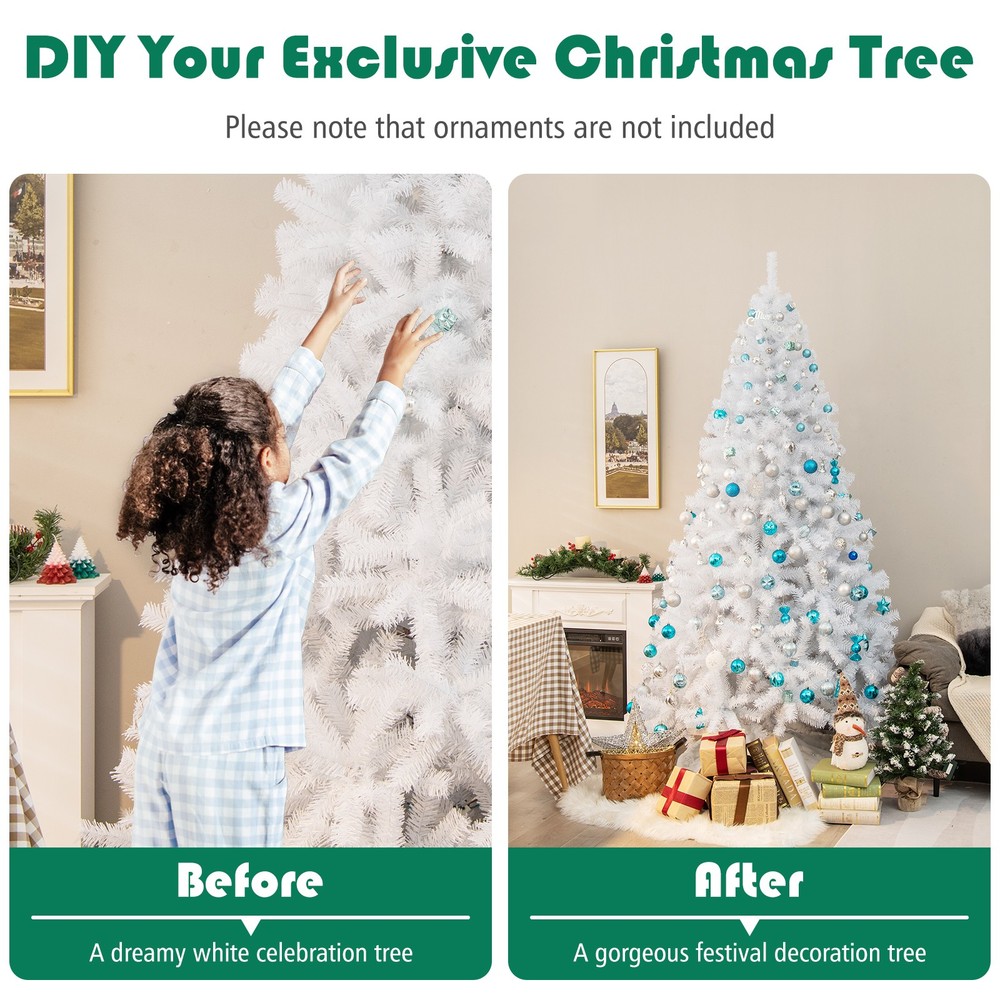 6ft White Christmas Tree Classic Pine Tree PVC Material Thicken Tips(White)