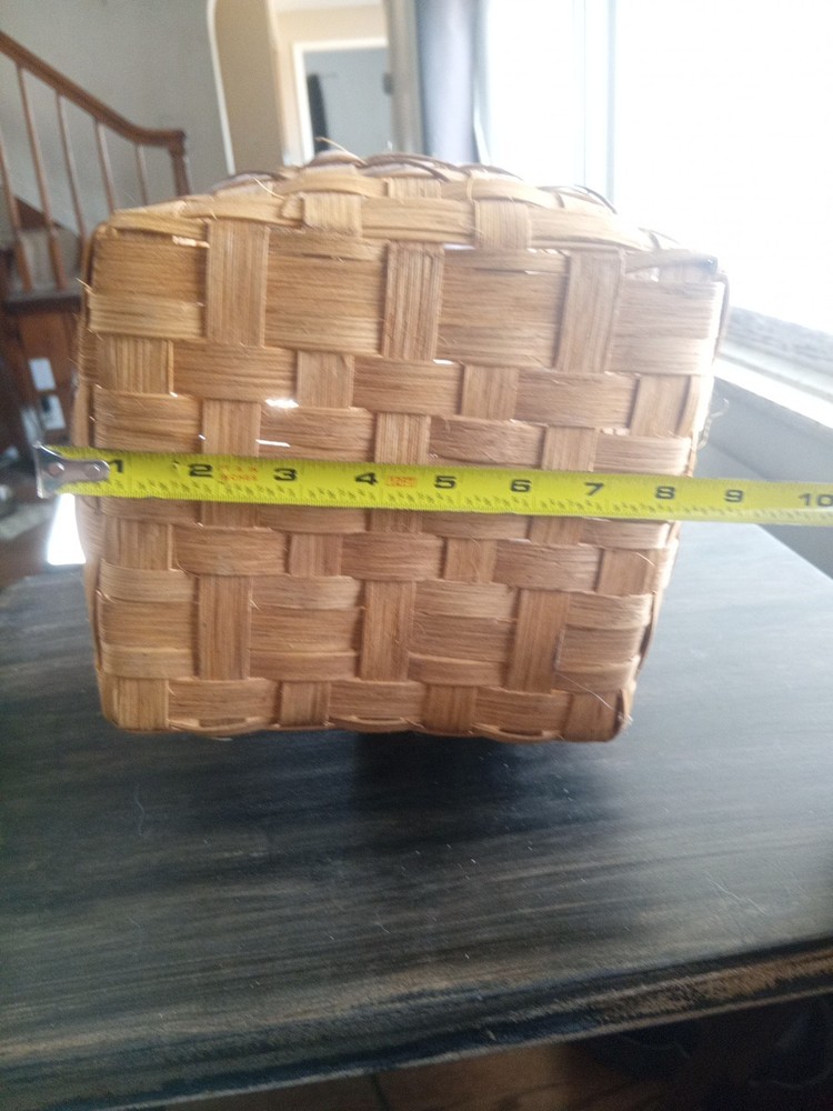 Square Woven Basket Natural Handle Home Decor Storage Country Rustic