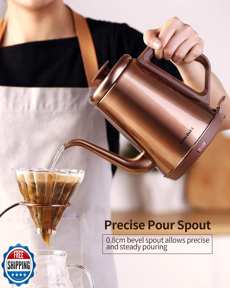 DmofwHi 1000W Gooseneck Electric Kettle (1.0L),100% Stainless Steel BPA Free