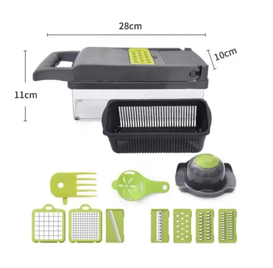 Multifunctional Vegetable Chopper with Interchangeable Blades, Container
