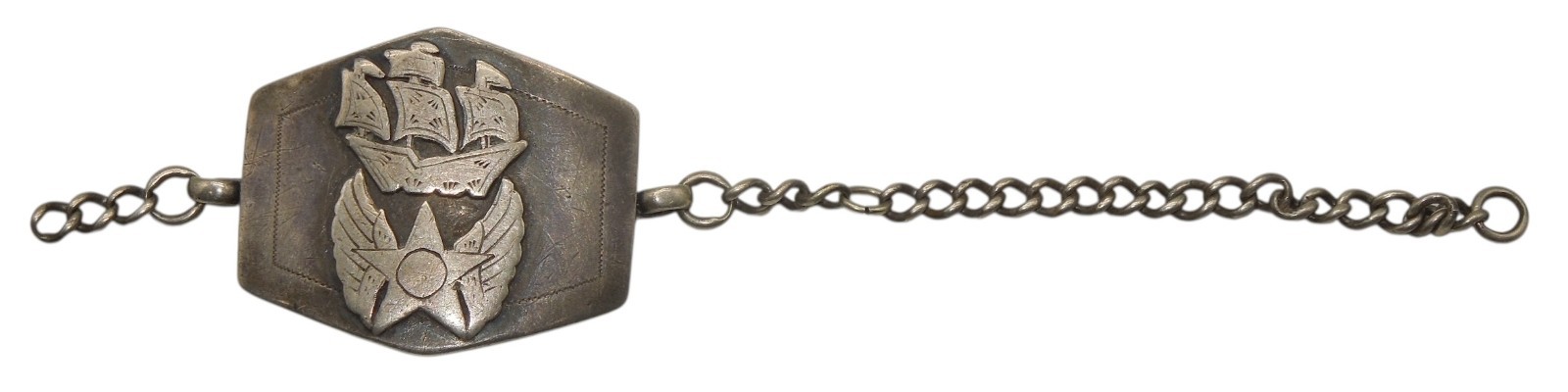 Original WWII US 6th Army AAF ID Bracelet Navy Air Force Named Troy NY DR15