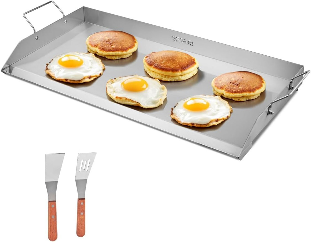 Stainless Steel Griddle, 32X16 Inch Universal Flat Top Rectangular Plate, Gas Gr