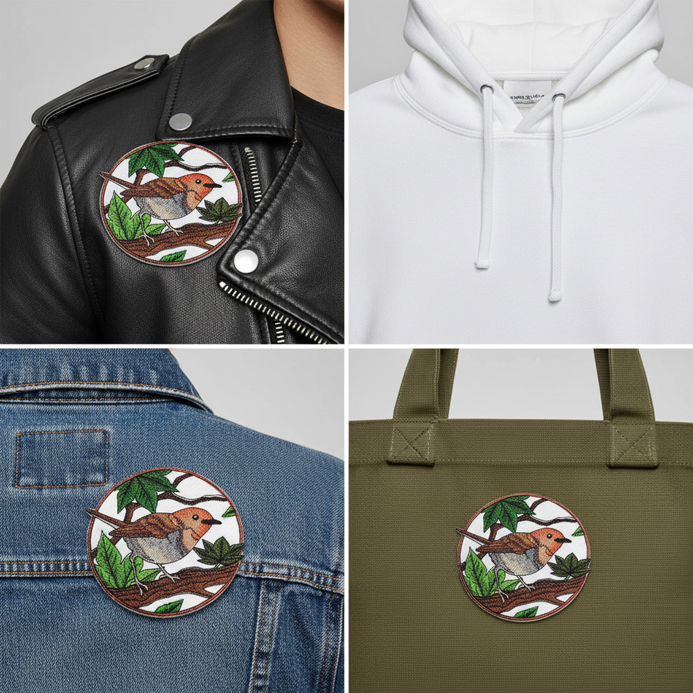 Japanese Robin Embroidered Patch
