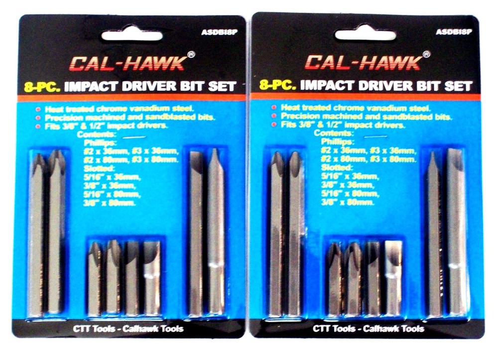 16pc CALHAWK IMPACT DRIVER REPLACEMENT SCREWDRIVER SCREW BITS 5/16" HEX SHANK
