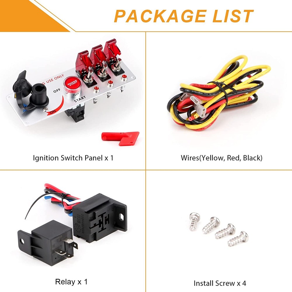 Racing Car 12V Ignition Switch Panel LED Toggle Switch Engine Start Push Button