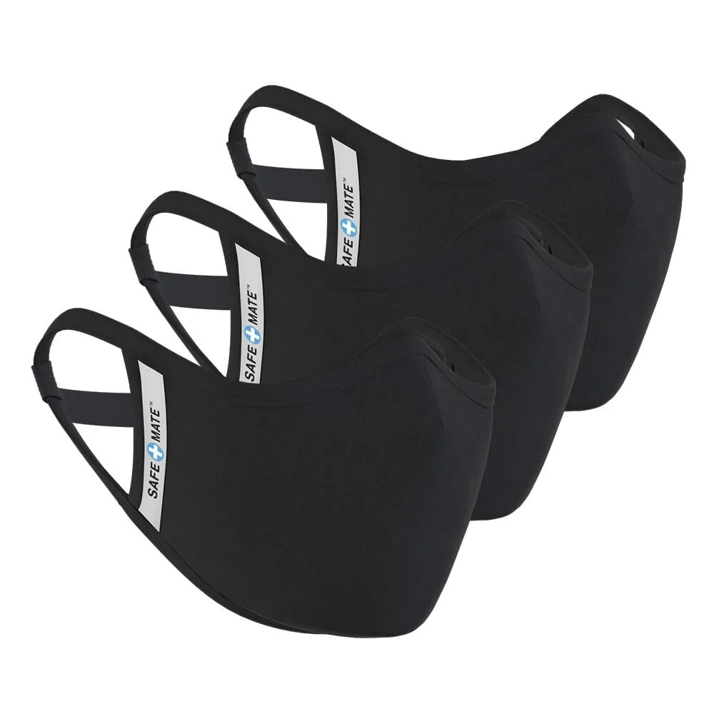 Safe+Mate 3-Pack Washable & Reusable Facemasks w/ Replacable Filter