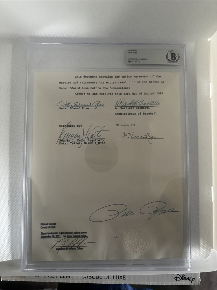 Pete Rose Signed "Banned From Baseball" Document Beckett COA Encapsulated