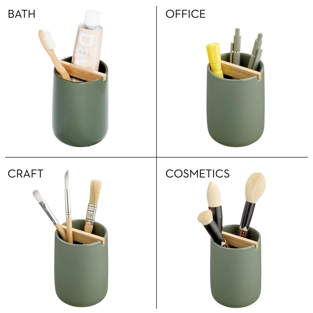 iDesign Ceramic Earth Collection Toothbrush Holder Holder, Moss