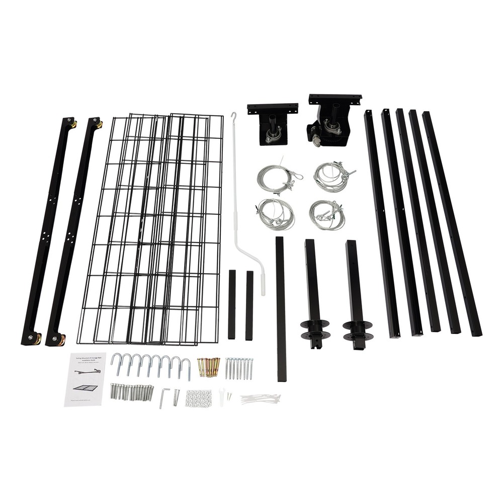 Adjustable Overhead Garage Storage Rack - Durable Carbon Steel Design