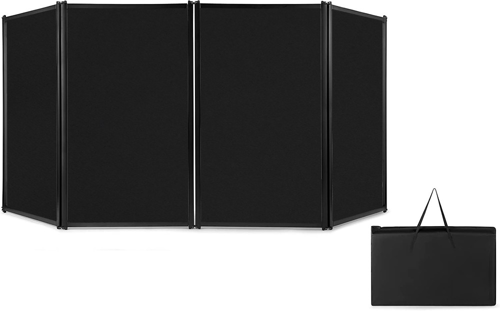 PRORECK 4-Panel DJ Facade Black & White Scrim Foldable Stage Booth Carry Case