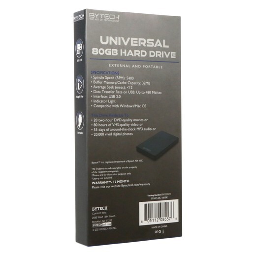 Universal 80GB Hard Drive for PC or Mac.