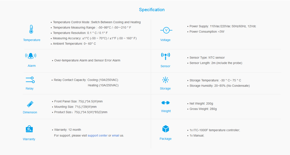 Inkbird Digital Temperature Controller ITC1000 110V Programmable Thermostat Heat