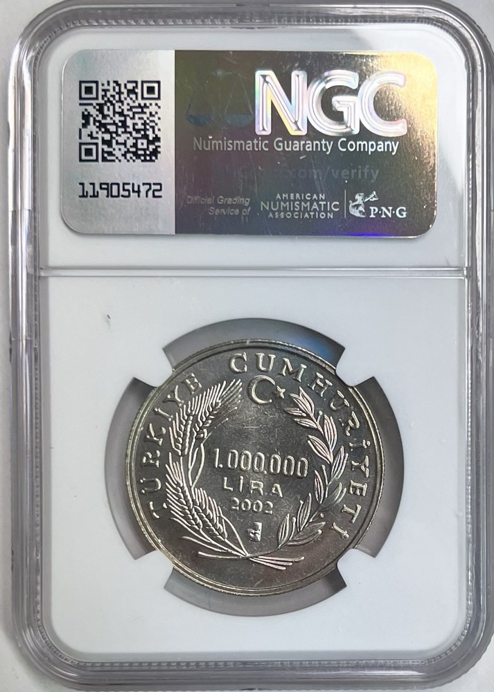 2002 Turkey 1 ML NGC Genuine