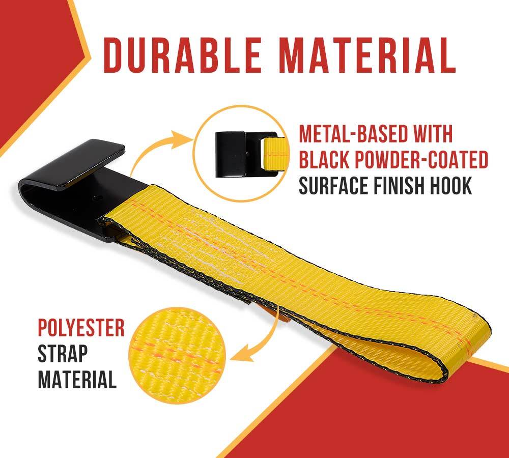 4PK 2"x11"Replacement Fixed End Tie Down Strap w/Flat Hook & Bolt Loop 3333lbs