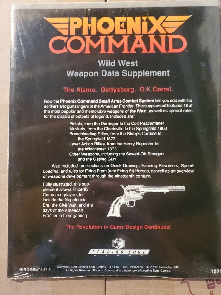 Phoenix Command: Wild West Weapon Data Supplement SEALED (Leading Edge Games)