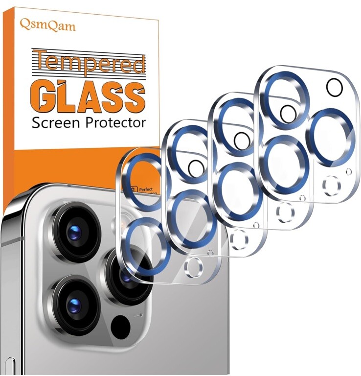 QsmQam 4-pack Camera Lens Protector for iPhone 15 pro,/pro max & 16 pro/pro max
