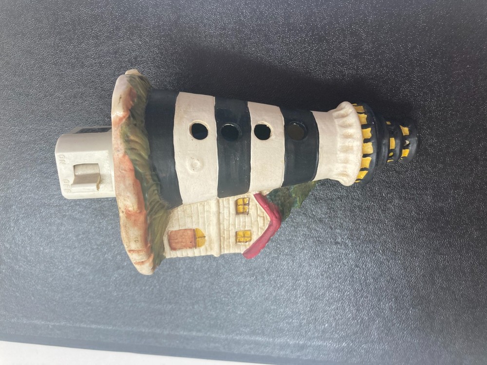NIGHT LIGHT English Cottage LIGHTHOUSE Tall Plug in Ceramic