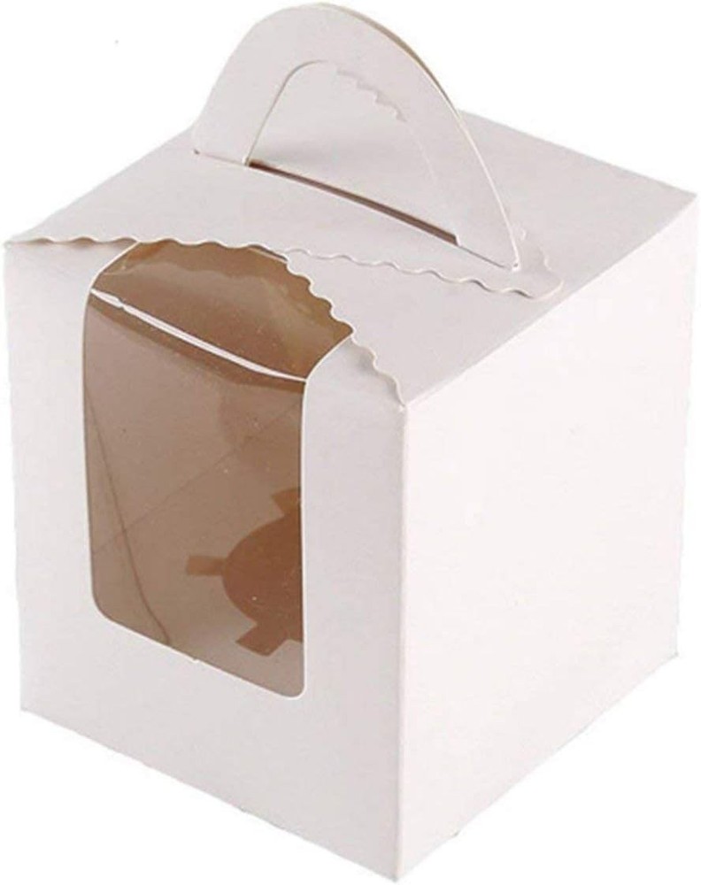 Single White Cupcakes Containers  Boxes with Window