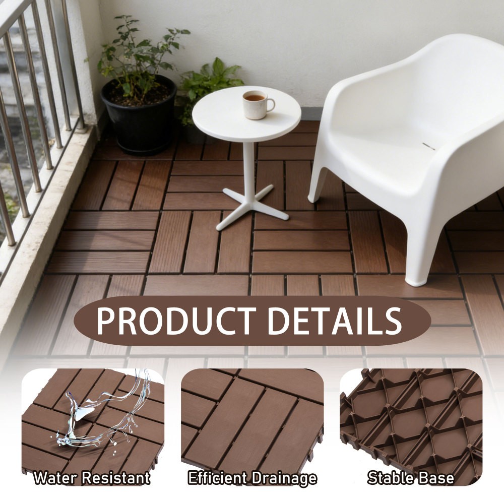 68 Pack 11.42"x11.42" Plastic Interlocking Deck Tiles Flooring Pool Poolside