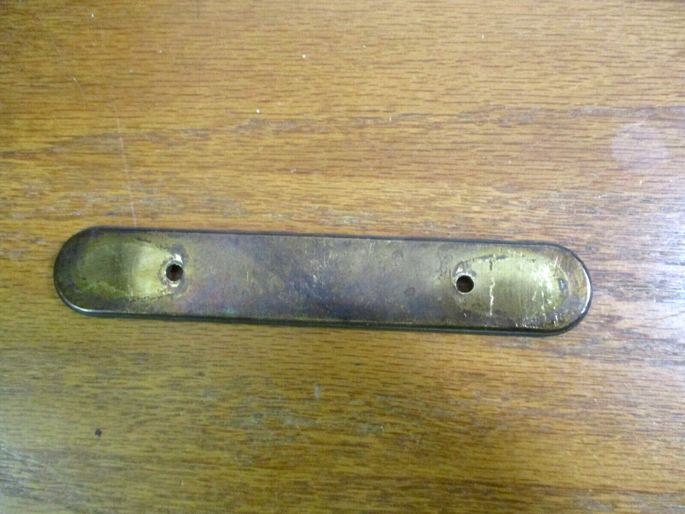 Amerock H6-3871 Aged Tarnished Dark Brass Pull Handle Backplate 3" Centers Vtg