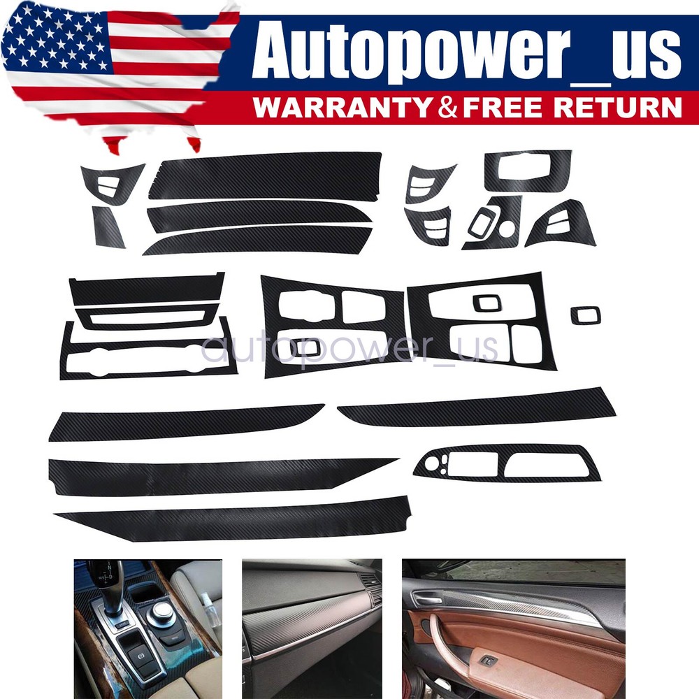 For 2008-2014 BMW X5 E70 X6 E71 3D Carbon Fiber Pattern Interior Trim Decals