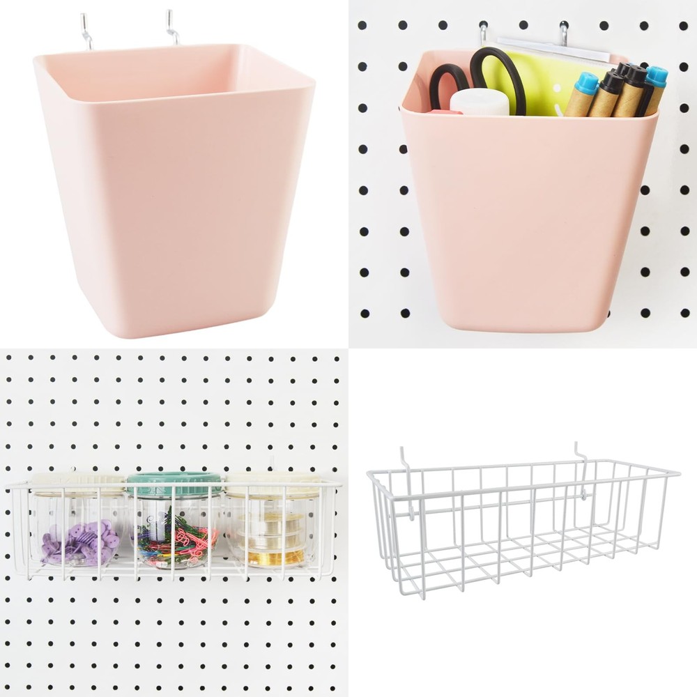 G.CORE Peg Board Organizer 21 Pack, Pegboard Multi-size, White & Pink