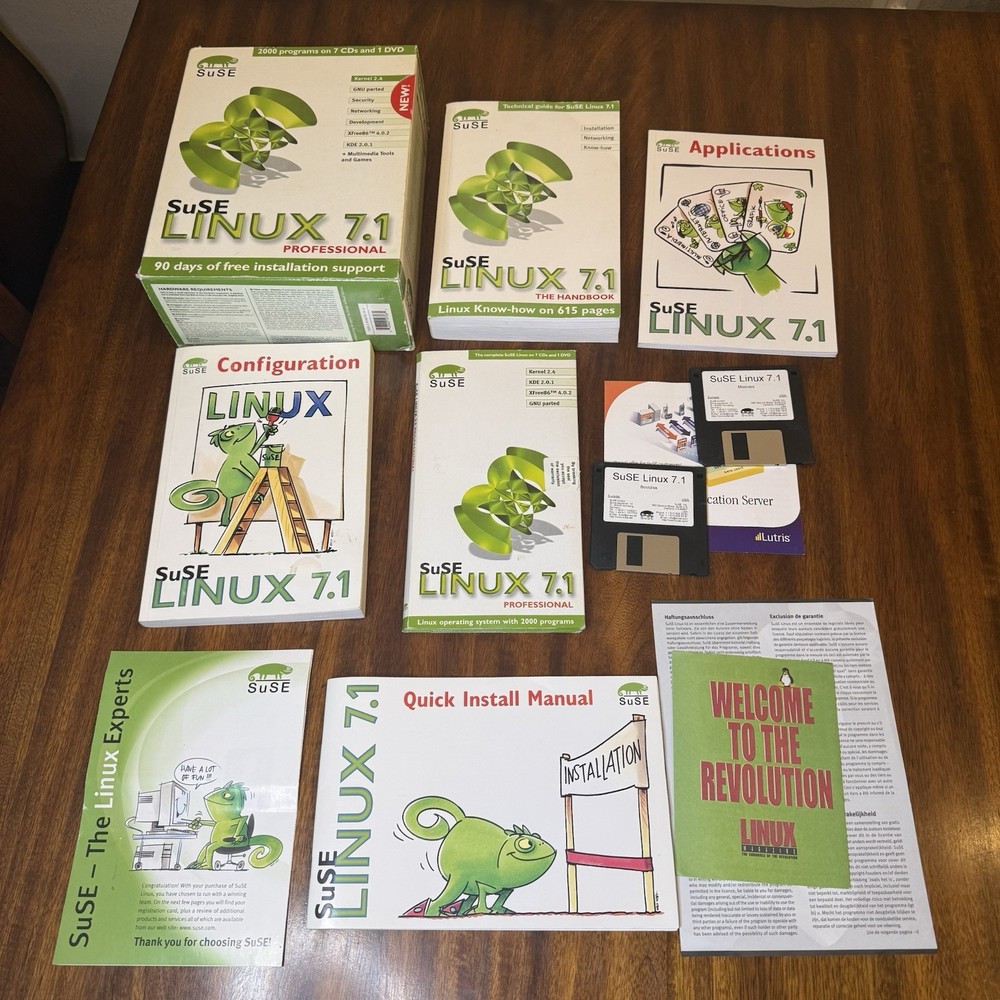 Suse Linux 7.1 Professional And Personal (CD-ROM, 2001) Big Box Vintage Software